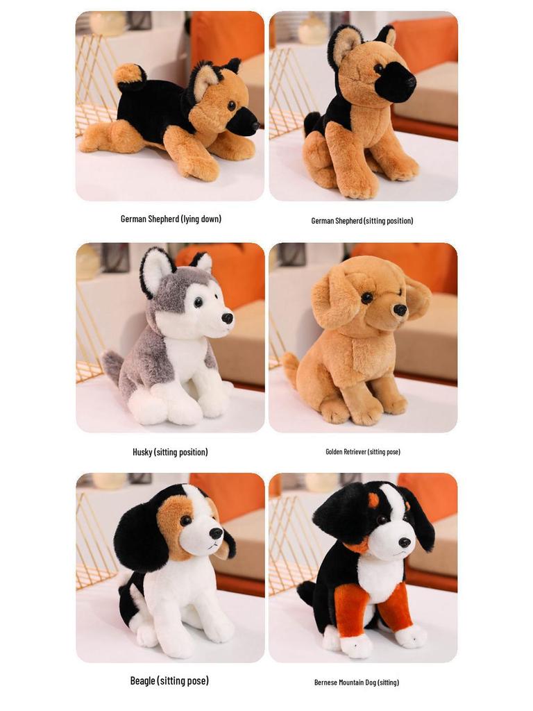 Cute German Shepherd, Golden Retriever, Husky, Bernese Mountain Dog, Beagle Plush Toy - Perfect Birthday Gift