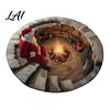 Christmas Floor Mat Round 3D Rug Optical Illusion Area Santa Claus Gnome Quilted-Like Patterned Rug Anti-slip Washable for Living Room Bedroom