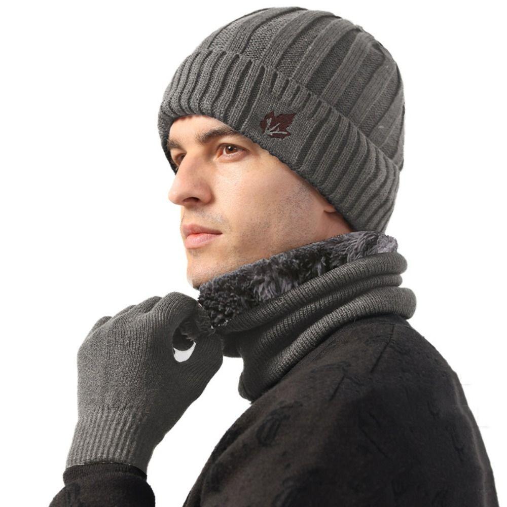 Winter Beanie Hat Keep Warm Hat Scarf Gloves Set Fashion Ear Protection Cap  Women Men