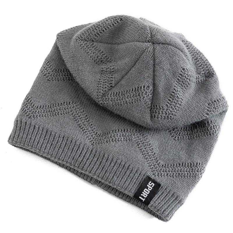 Sale Unisex Slouchy Winter Hats Plush Fur Lined Warm Beanie Cap Casual Label Decor Winter Knitted Hats