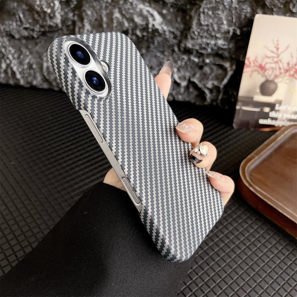 Slim Matte Carbon Fibre Texture Frameless Phone Cases For iPhone 11 12 13 14 15 16 Pro Max Plus Half Pack Shockproof Hard Cover