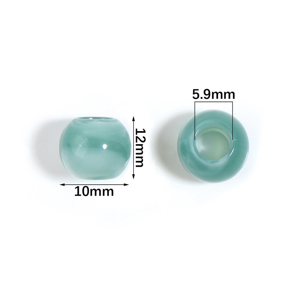 50pcs Dual Color Imitation Jade Acrylic Beads Round Large Hole Beads Loose Spacer Beads For Jewelry Making DIY Keychain Bracelet