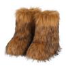 Casual Faux Fox Fur Ankle Boots for Women Winter Warm Plush Short Fur Boots Comfortable Flat Heel Plus Size Snow Boot for Ladies