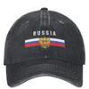 Russia Flag And Coat Of Arms Washed Baseball Cap Casual Trucker Hat Summer Women Unisex Outdoor Sports Sun Protection Baseball Caps