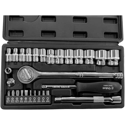 E-Value Socket Wrench Set, 28 Pairs, 6.35mm & 9.5mm Drive, ESR-2328B