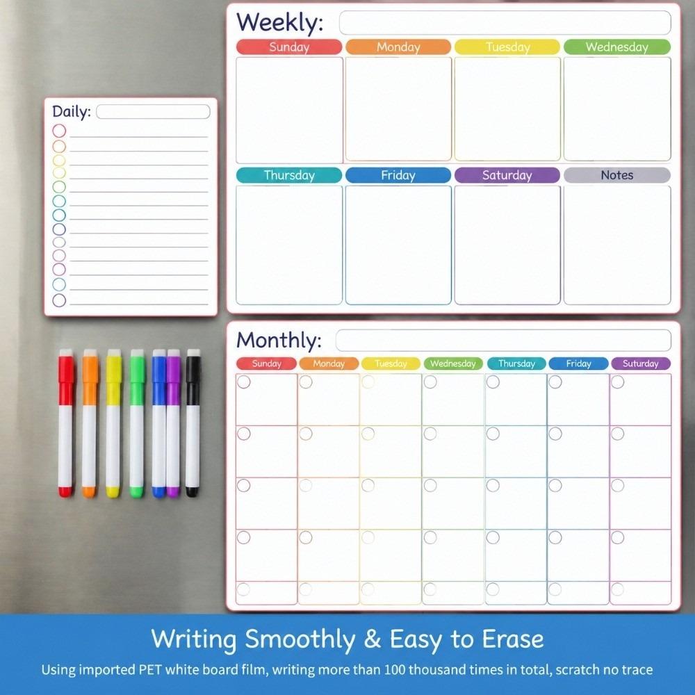 Resin Whiteboard Monthly Weekly Daily Fridge Calendar Daily Dry Erase Calendar Organizer