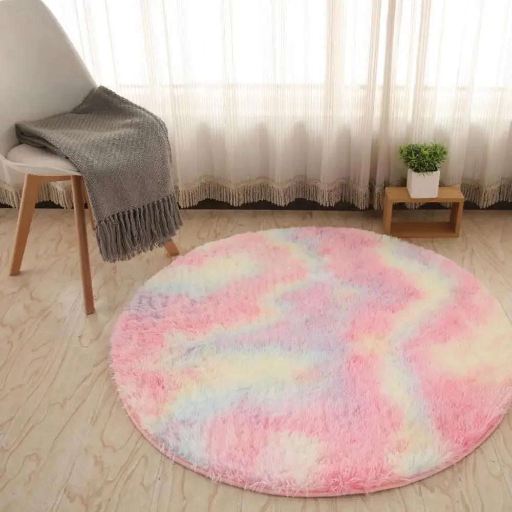 Super Soft Plush Round Rug Mat Fluffy White Carpets for Living Room Home Decor Bedroom Kid Room Decoration Salon Thick Pile Rug