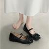 Designer Square Toe Flat Women Mary Jane Shoes Concise Slip on Flowers ballet Shoes Eelgant Woman Butterfly-knot Dress Shoes