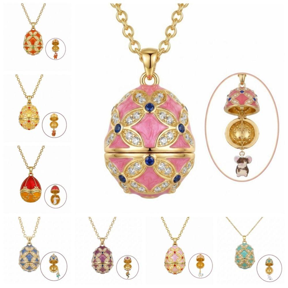 Copper Egg Pendant Necklace Egg Shape Egg Charm Vintage Style Zodiac Necklace Daily Wear