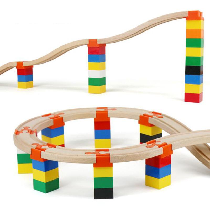 Akcesoria do torów kolejowych z drewna Łączniki torów plastikowych do zestawu torów kolejowych z drewna Adapter do torów kolejowych z drewna