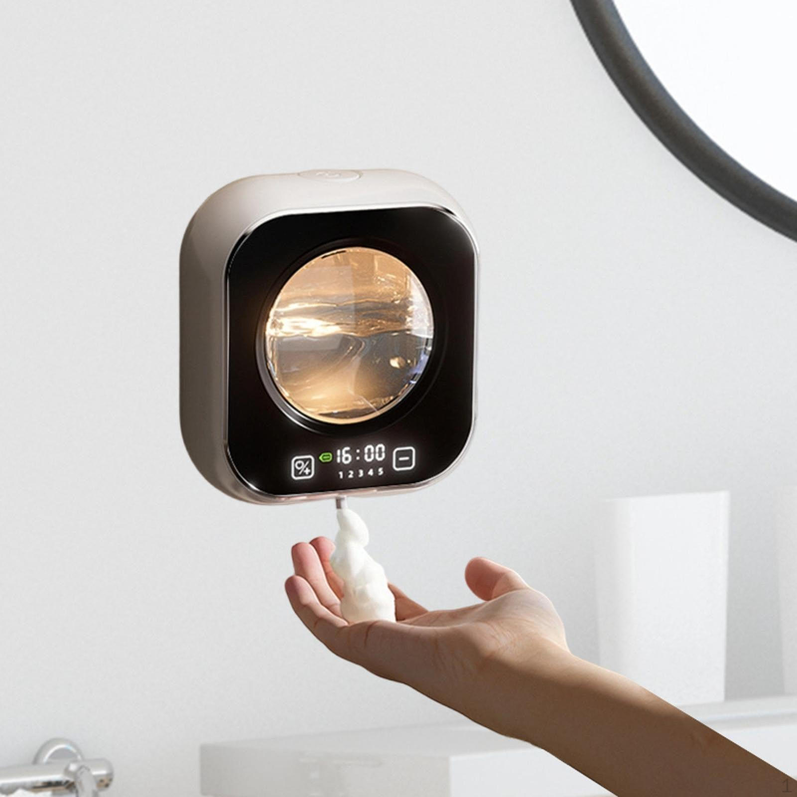 

Automatic Soap Dispenser Adjustable Volume 320 ml with Ambient Light Foaming Touchless Wall Mounted білий