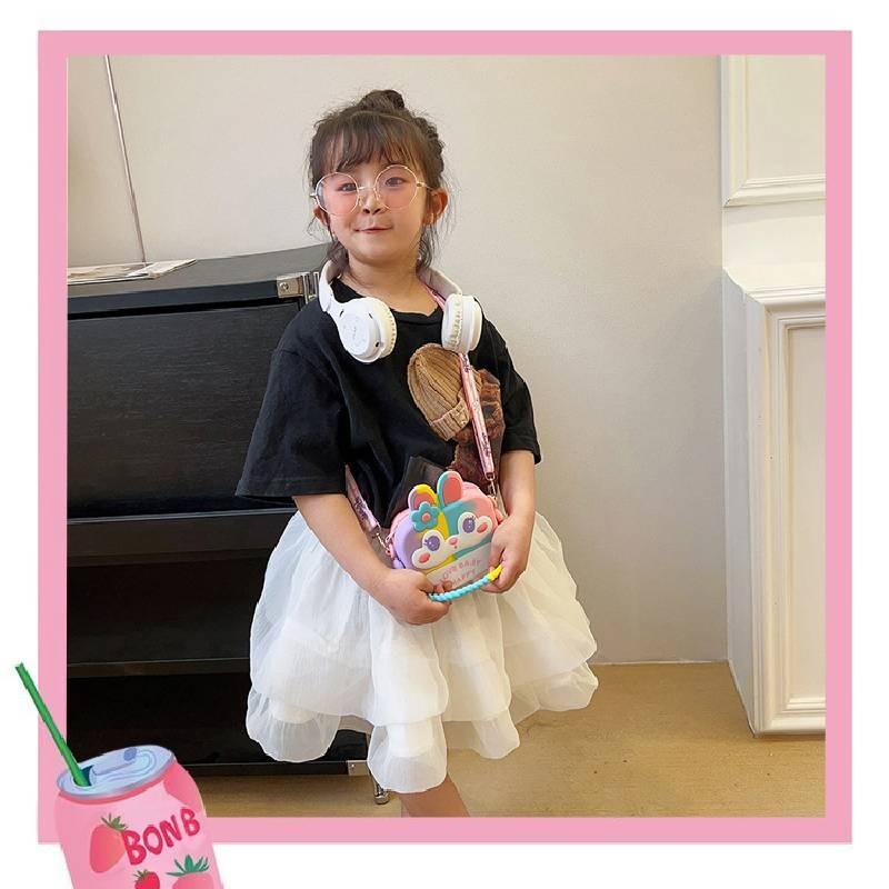 Entzückender Regenbogen-Cartoon-Silikon-Kinderrucksack mit 3D-Kaninchenlächeln und stilvollem Design