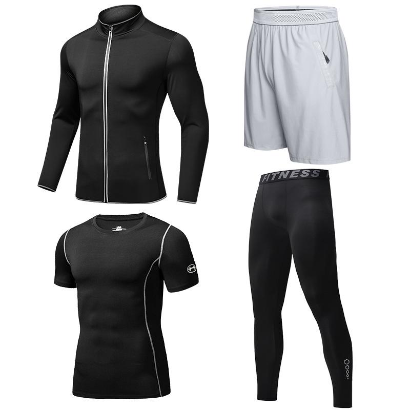 Outdoor Men's Quick-Dry Two-Piece Running Suit for Spring and Autumn.