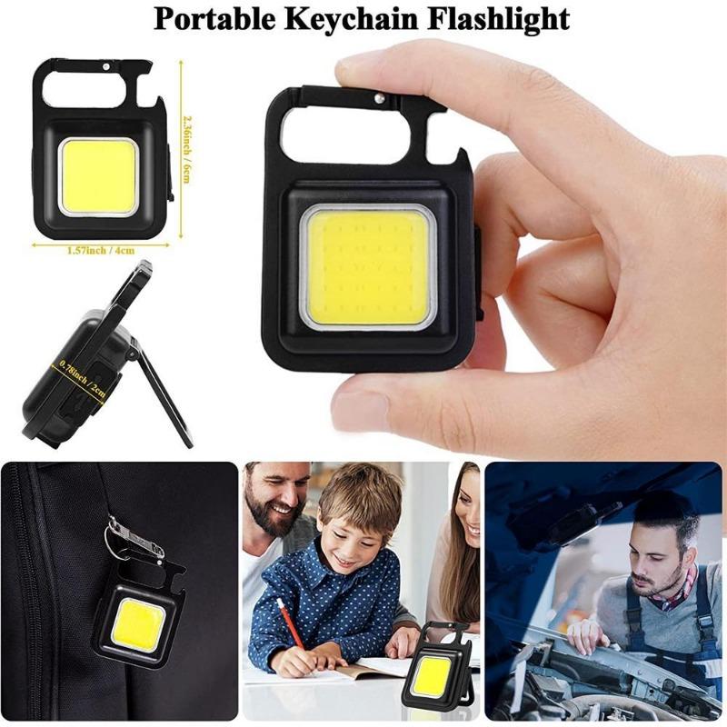 New LED Small Rechargeable COB Keychain Flashlights Portable Emergency Lamps Strong Magnetic Repair Work Outdoor Camping Light