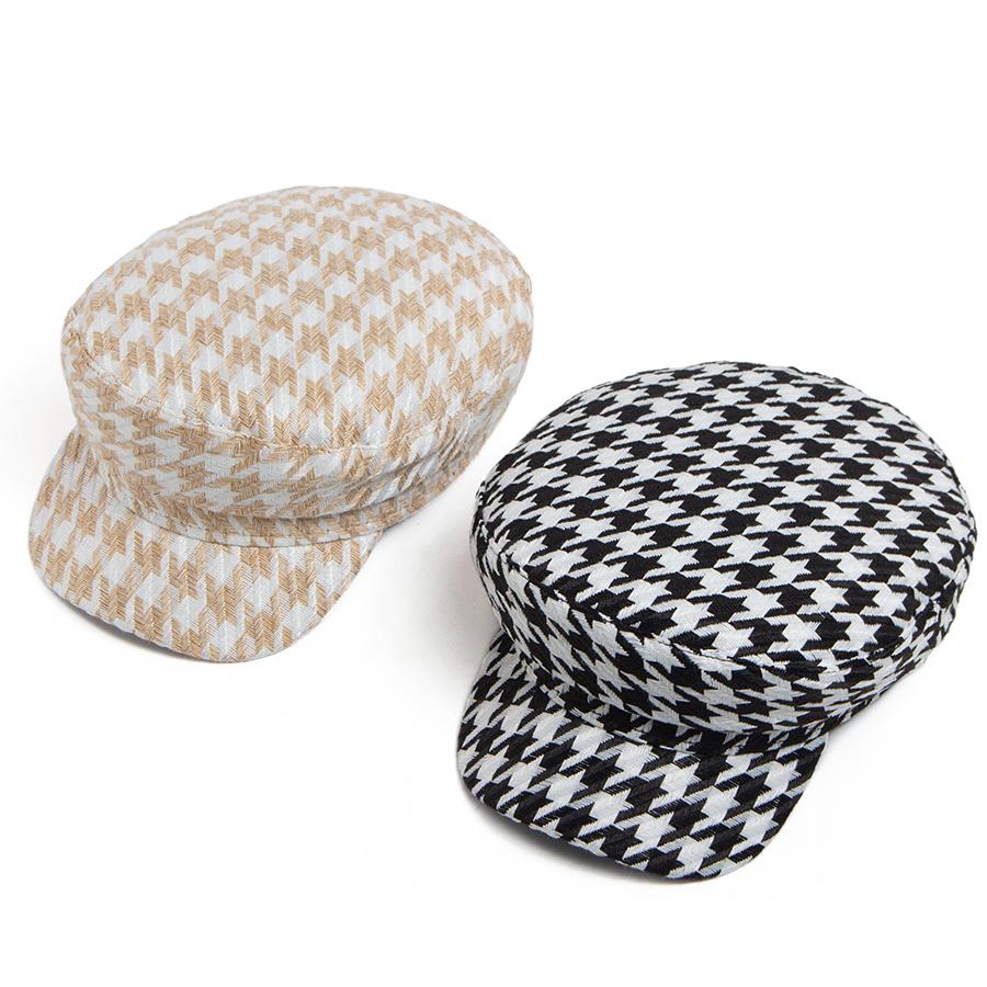 Visgraat Baret Nieuwsjongenspet Dames Vintage Geruit Bakkerspet Casual Vizier Platte Petten Dames Voor 56-58cm Hoofdomtrek