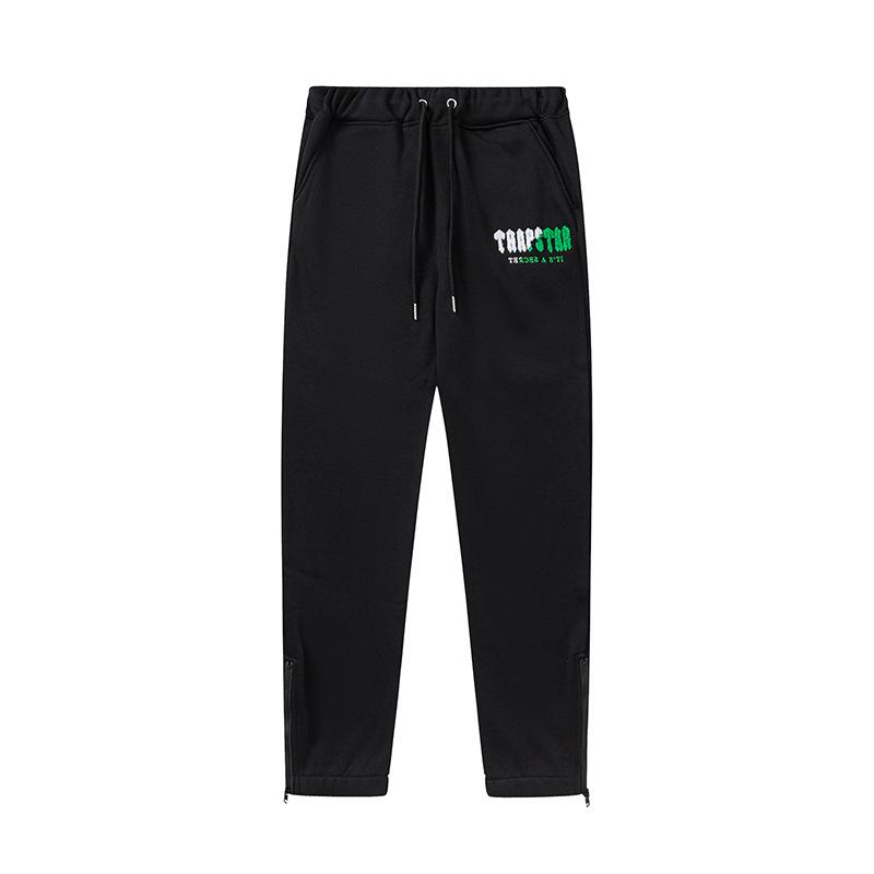 Trapstar towel embroidered letters fleece-lined zipper jacket, hooded sweatshirt pants, couple set