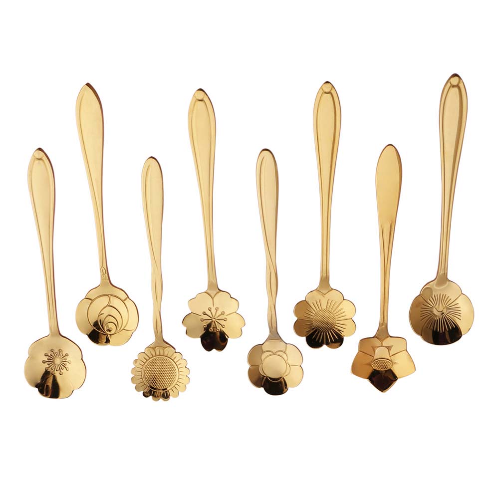 Stainless Steel for Sugar Ice Cream Coffee Dessert Cutlery Set Flower Spoon Set Teaspoon Soup Spoon
