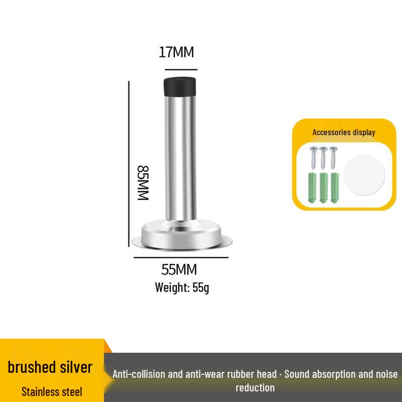 Stainless Steel Anti-Collision Rubber Door Stopper for Glass and Entrance Doors