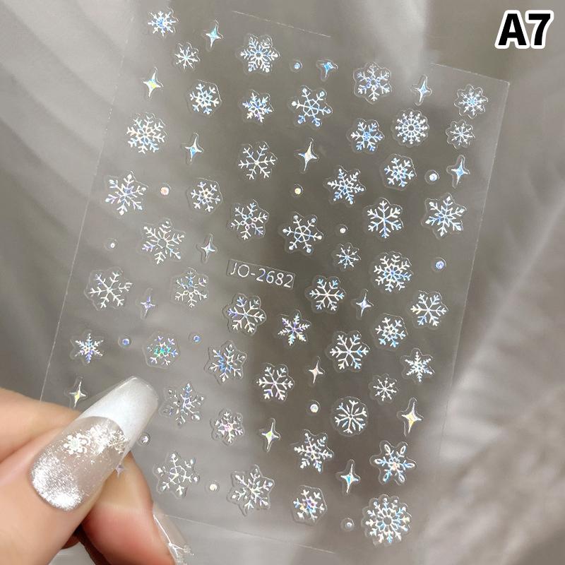 1 Sheet Christmas White Snowflakes Nail Stickers Snowflake Nail Decal Snowflake Xmas Slider