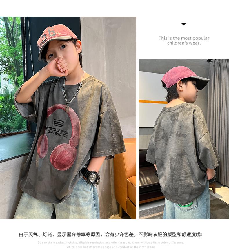 Boys' Street Explosion Short sleeved T-shirt Summer 2026 New Children's Summer Top Boys' Summer Handsome Trendy Brand