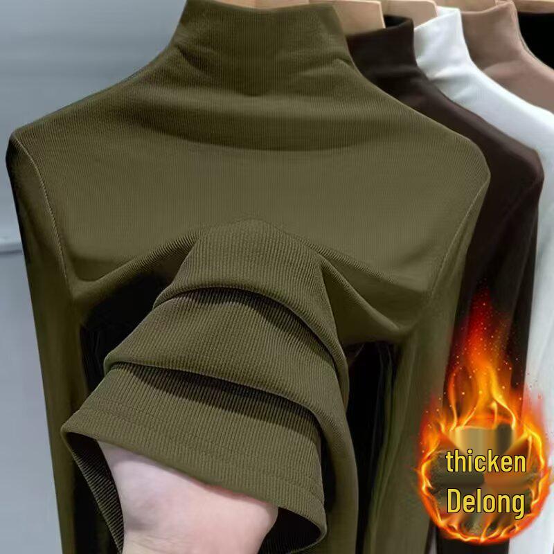 2024 Autumn/Winter White Cashmere Half-High Neck Long Sleeve Pullover Luxurious Base Layer T-Shirt