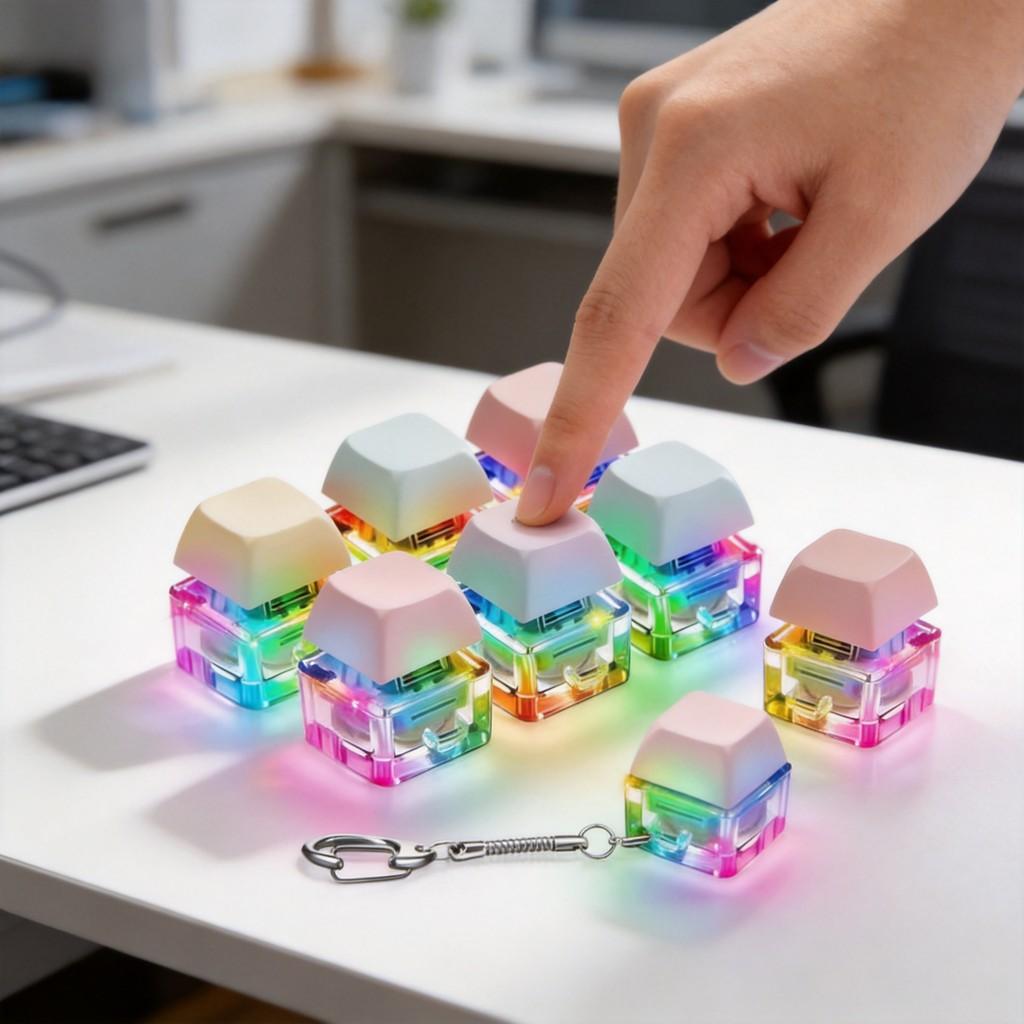 Portachiavi Antistress con Pulsanti Luminosi per Ansia e Giocattoli Fidget per Ansia