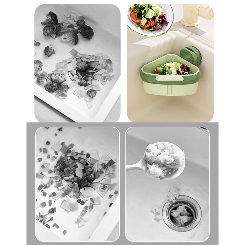 ABS Corner Sink Strainer Suction Cup Sink Strainer Basket For Food Waste Space-Saving Household Dishcloth Holder Waste Filter