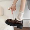 Thick-soled Heightened Light-mouth Sweet Bow Mary Jane Shoes Women's Spring 2025 Fashion Versatile Light-mouth Small Leather Shoes