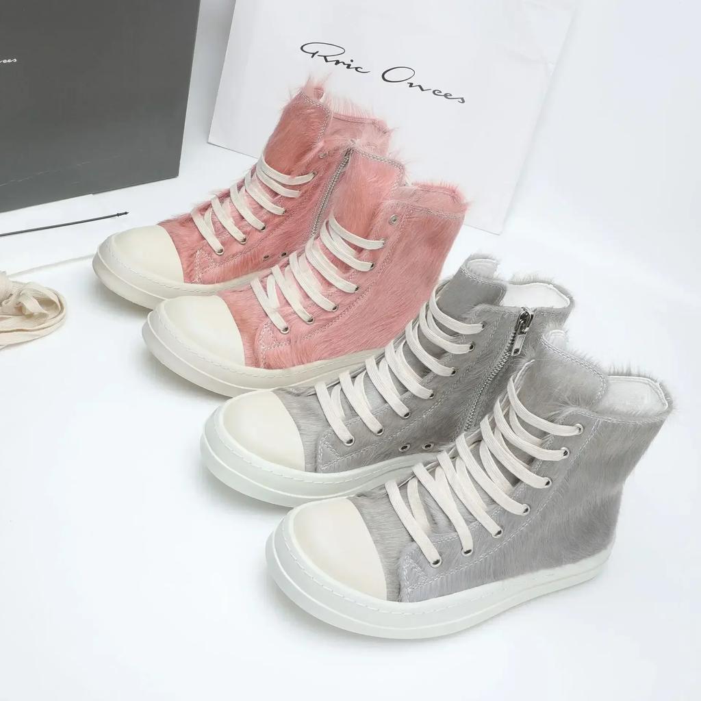 Rric Designer Trend Herren- und Damen-Leder-Pferdehaar High-Top-Schuhe Liebhaber Mode Freizeitschuhe Mode Damenschuhe