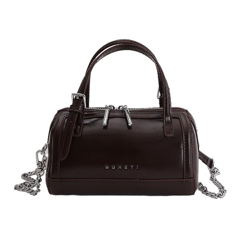 Womens Mini Shoulder Bag Crossbody Daily Commute Stylish PU Leather Boston With Zipper