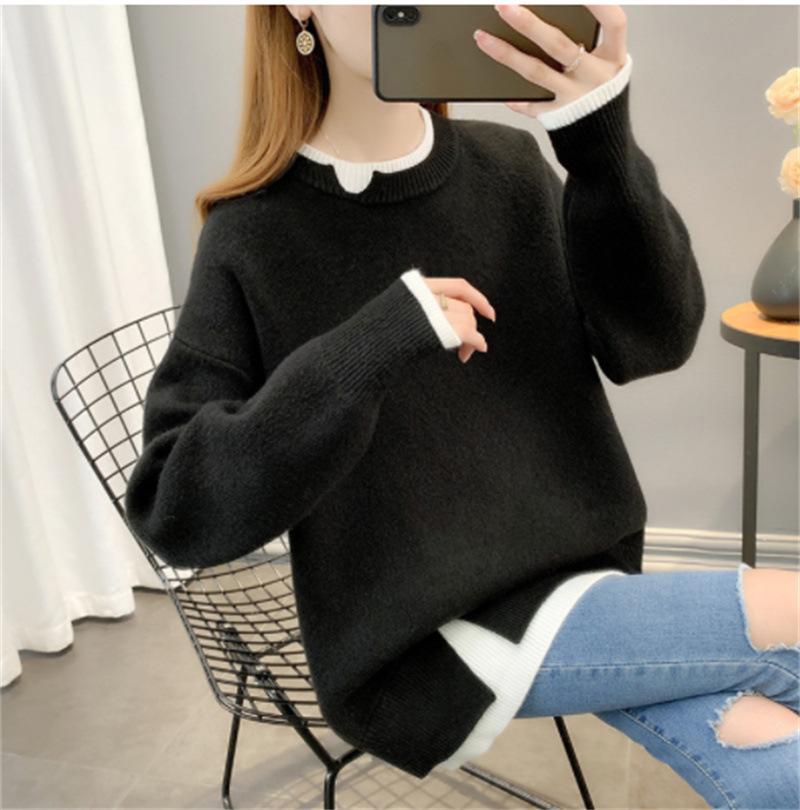 Women's Sweater Autumn and Winter New Loose and Lazy Style Outerwear Pullover Knitted Sweater