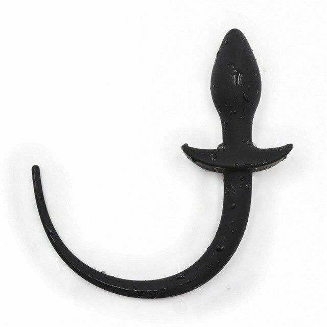 Black Silicone Puppy Tail Anal Plug Pet Play Kink Fetish Restraints Non Vibrating Butt Plugs