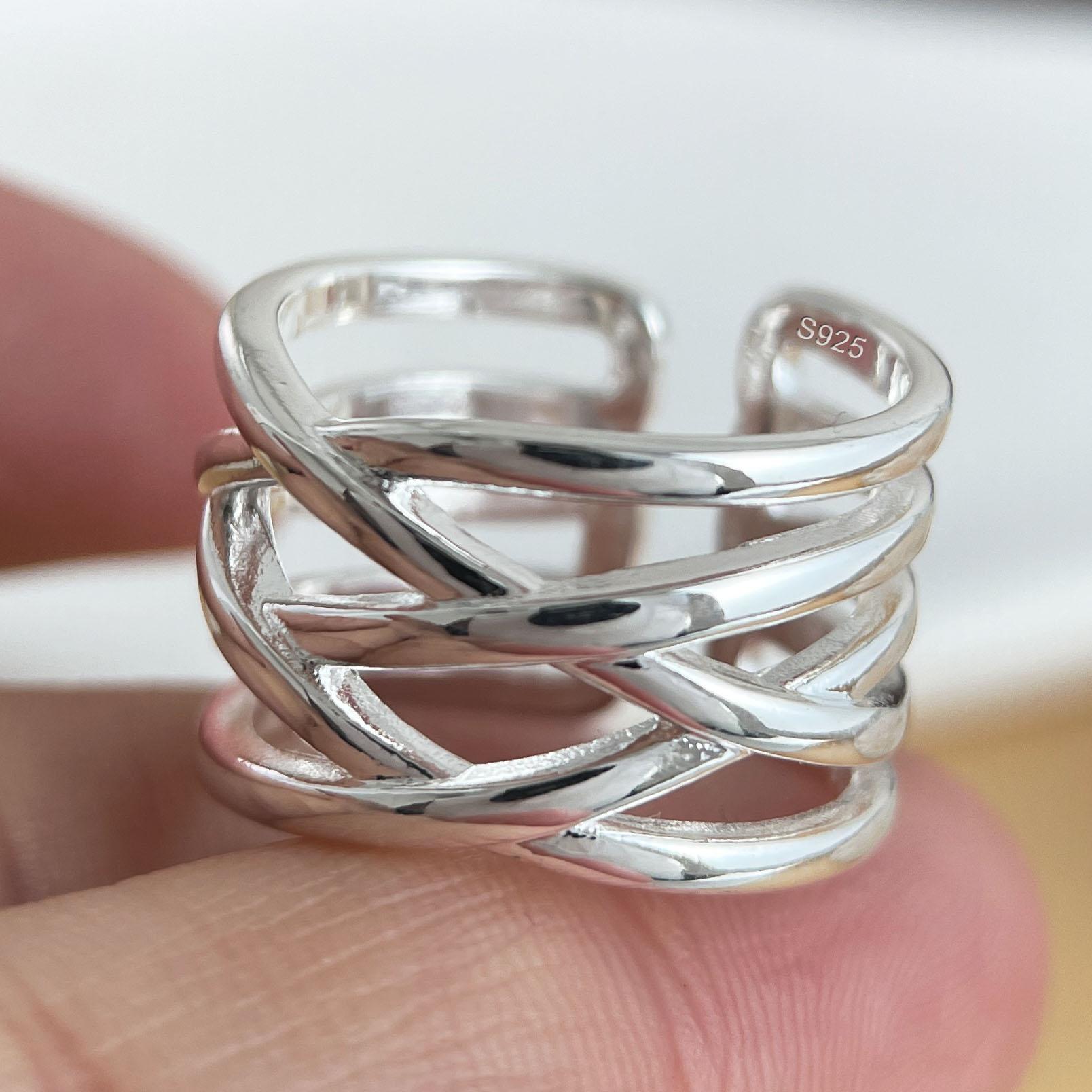 

925 Sterling Silver Rings for Women Couple Minimalist Handmade Simple Interware Ring Fine Jewelry Gift Prevent Allergy resizable