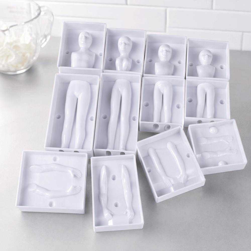 4 Sets Easy To Use PP Fondant Mold Men Women Boys Girls 3D Human Body Mould People Shaped Mold White Cake Figure Mold DIY