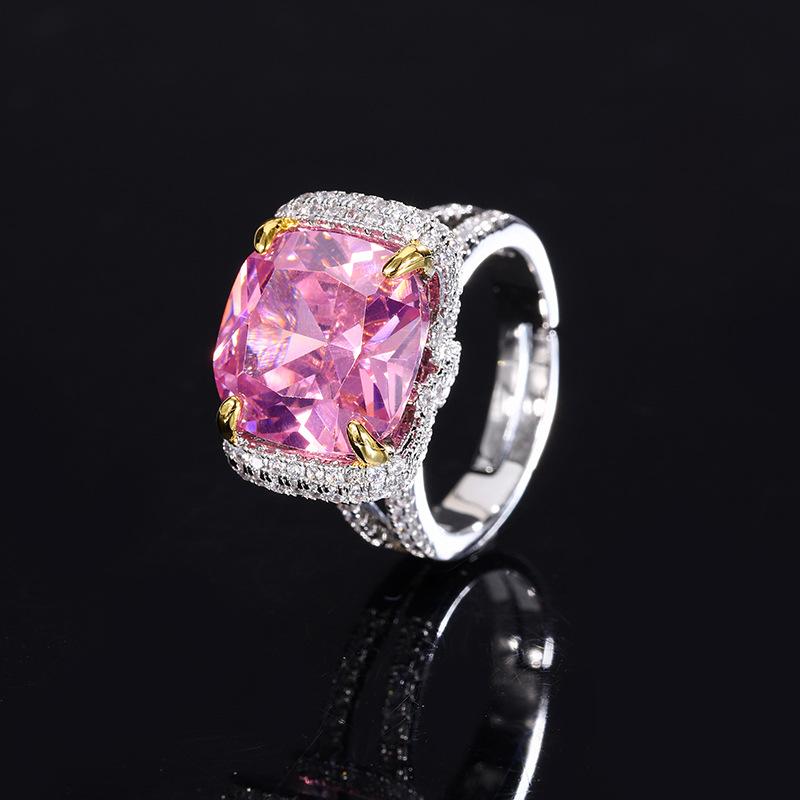 Jewelry Gold Zirconium Ring Simulation Ruby Ring Pink Zircon Ring