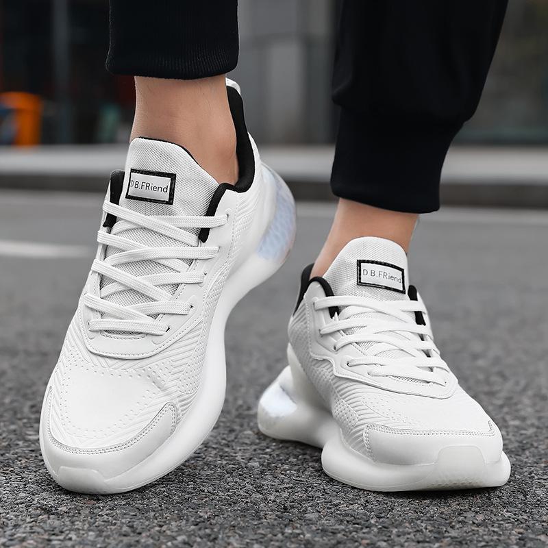 Ultraleichte Laufschuhe mit weicher Sohle, erhöhte, dicksohlige Sport- und Freizeittrendschuhe, hochwertige Leder-Trend-Mode-Laufschuhe