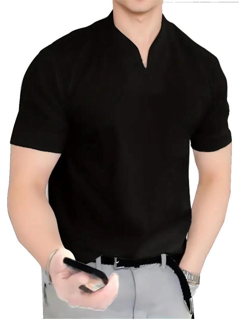 2023 Men's Summer Muscle Fit Elastic Cotton V-Neck T-Shirt - European Size