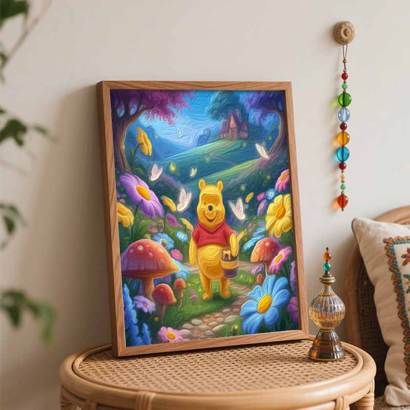 Disney Winnie the Pooh Oil Paint Art Painting Kit Home Wall Decor Handmade Gift Relaxing Landscape Floral Garden Bee Honey Creative Art