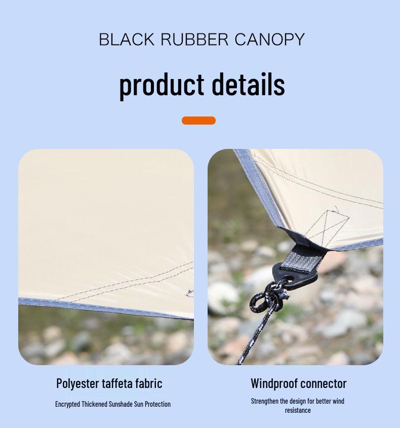 Pogrubiony Namiot Zadaszenie Zewnętrzne - Czarno-Srebrny Klej Osłona Przeciwsłoneczna na Piknik, Kemping, Grill i Ochrona przed Deszczem.