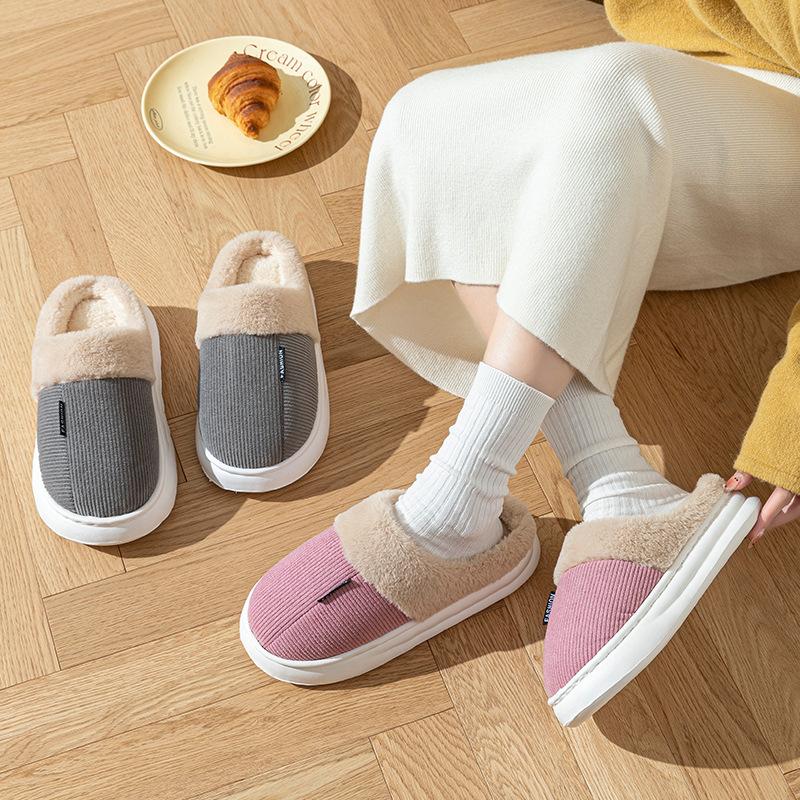 2025 Winter New Large Size Cotton Slippers Home Indoor Piled Thickened Warm Non-slip Comfortable Slippers