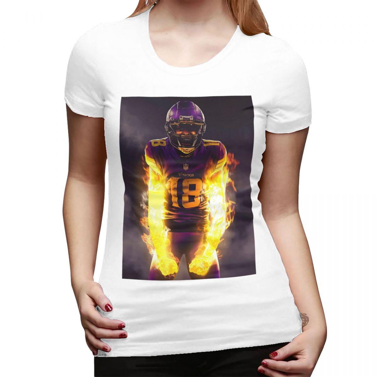 

Justin Jefferson Griddy Design TShirt for Women Crew Neck Streetwear T Shirts Womens Tees Short Summer Clothes Tops S