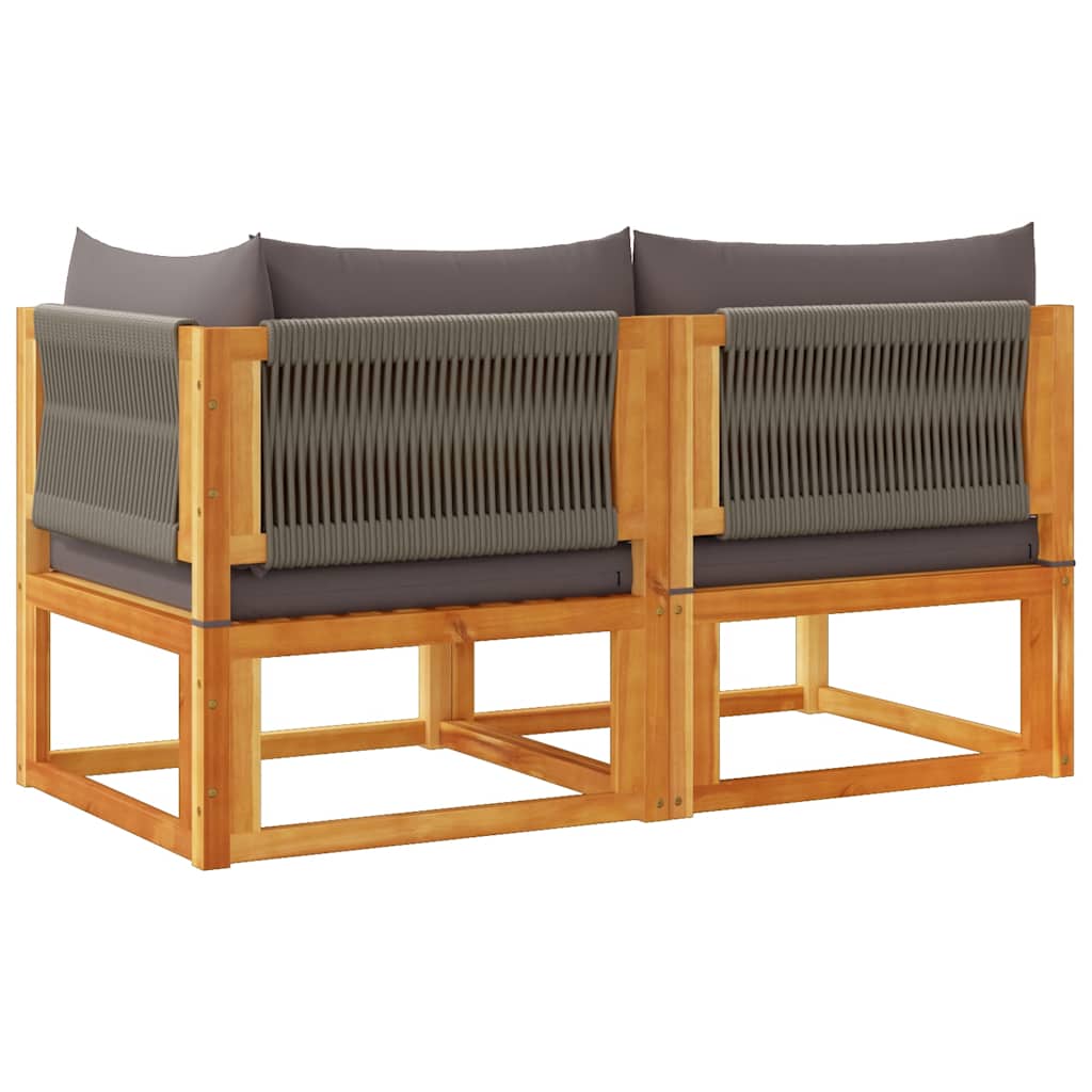 Vidaxl Sofa Ogrodowa Z Poduszkami, 2-Osobowa, Lite Drewno Akacjowe