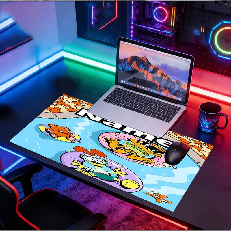 Custom Name Personalized Garfield Pattern Mousepad, Laptop PC Desk Mat, Decorative Desk Mat for Home Keyboard Pad Gift