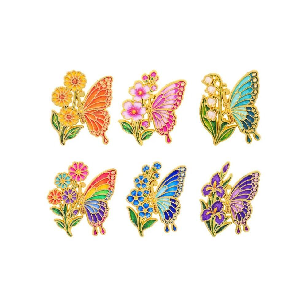 6Pcs Colorful Butterfly Pin Butterfly Shape Decor Badge Fashion Clothing Pin  Gift