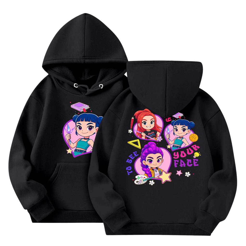 Child Fashion Lightweight Long Sleeve Pullover With Pockets  Print Hoodie