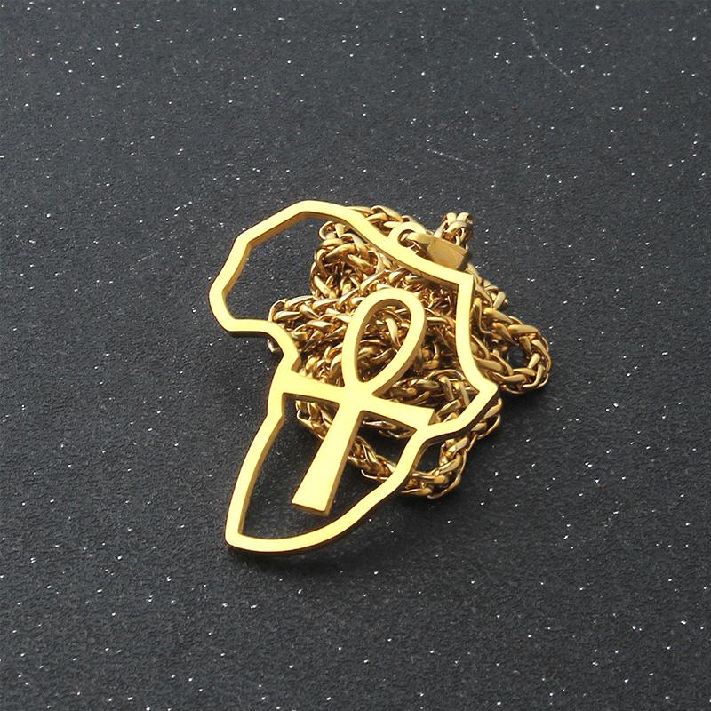 Viking Cross Pendant Necklace Stainless Steel Hollow Out Design Nordic Fashion Accessories for Men and Women