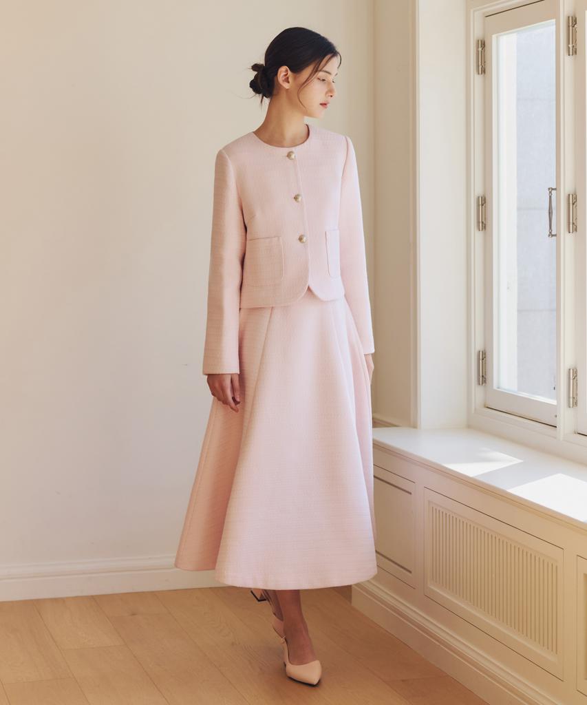 ZEROSTREET [4 Colors] Creamy Tweed Long Skirt