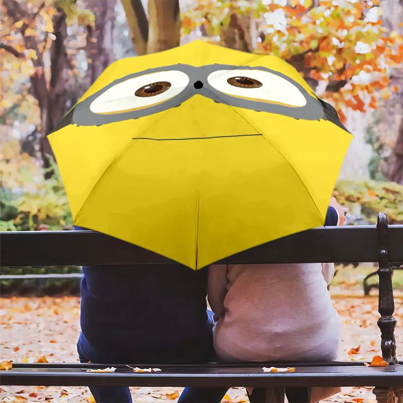 Minions Banana Chaos Folding Umbrella 8 Paraphenoid Bones Umbrella Three Folds Light Gift