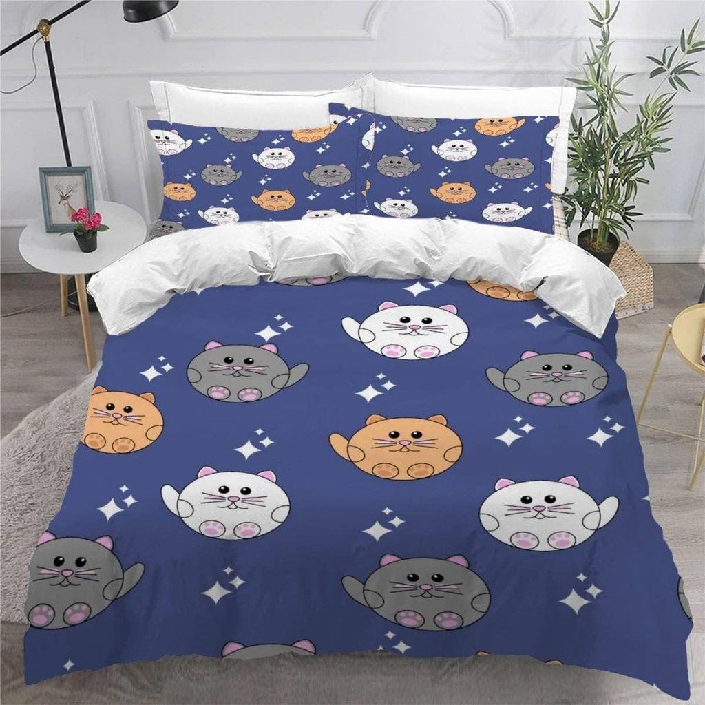 3D Printed Boutique Bedding Set Cartoon Animal 3-Piece Set for Children and Adults Full Size Soft 100% Microfiber Zipper