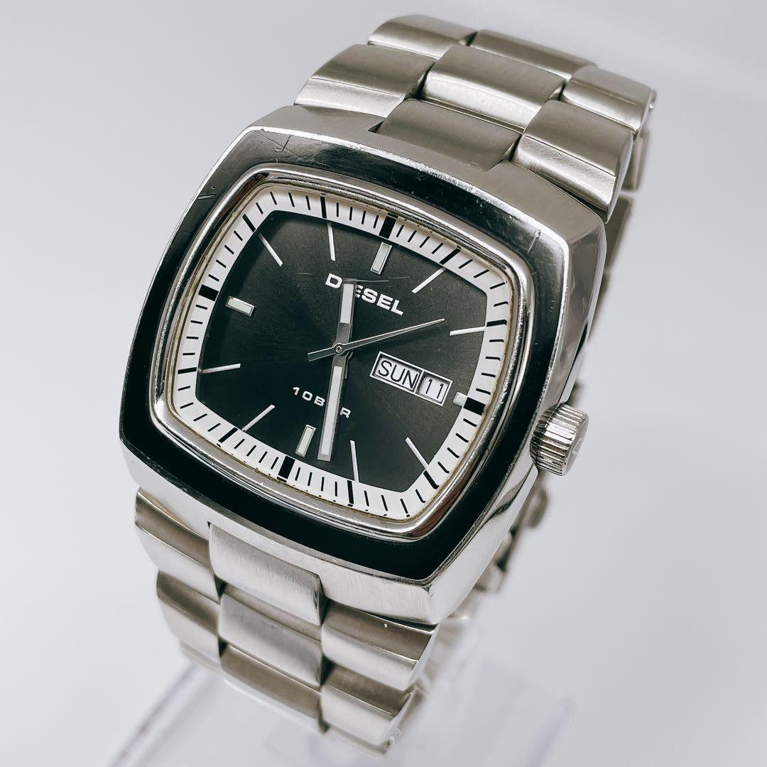 Used Operation DIESEL Watch Square Vintage Retro Men s Day Date Diesel DZ-4064 Quartz